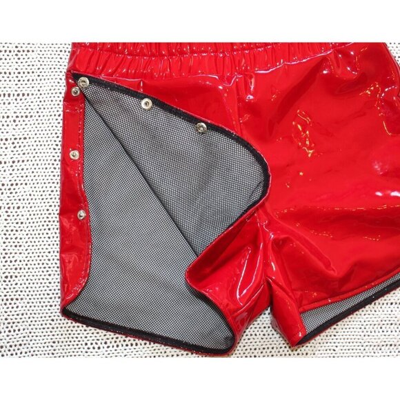 Danielle Guizio Faux leather metallic Red Short Size M Women's Pants Preppy - Picture 6 of 8